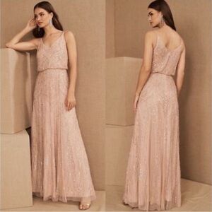 BHLDN NWT Pink and Gold Sleeveless Maxi gown